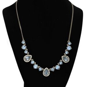 NWOT Givenchy Silver Tone Light Blue Crystal and Cubic Zirconia Necklace